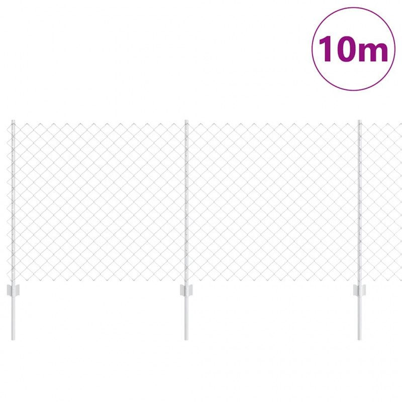 Ogrodzenie z słupkiem Srebrny 1 x 10 m Stal