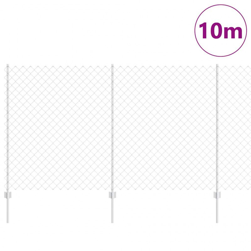 Ogrodzenie z słupkiem Srebrny 1,4 x 10 m Stal