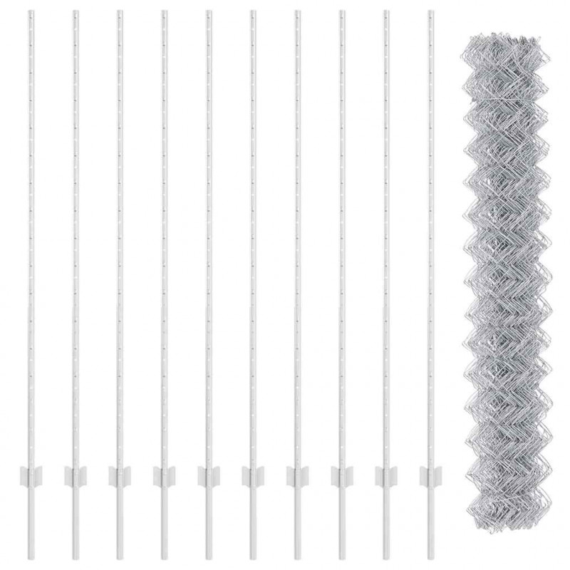 Ogrodzenie z słupkiem Srebrny 1,5 x 10 m Stal