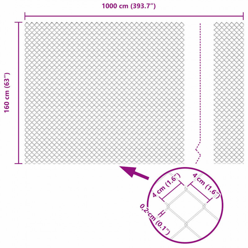 Ogrodzenie z słupkiem Srebrny 1,6 x 10 m Stal