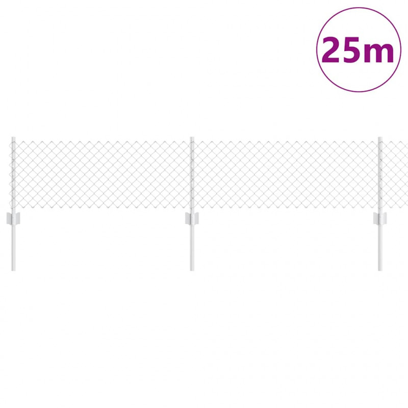 Ogrodzenie z słupkiem Srebrny 0,4 x 25 m Stal