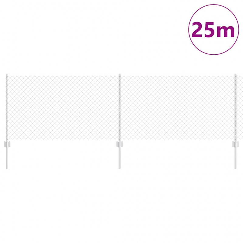Ogrodzenie z słupkiem Srebrny 0,8 x 25 m Stal