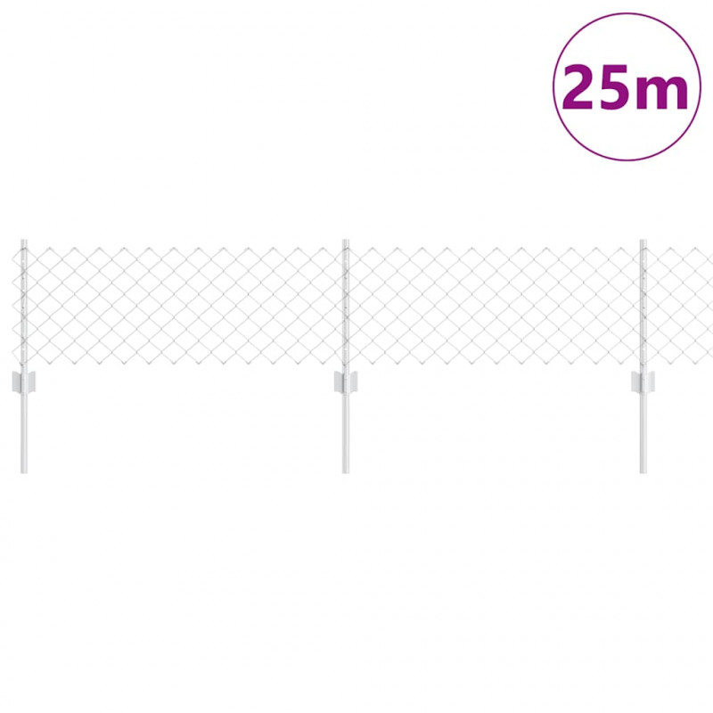 Ogrodzenie z słupkiem Srebrny 0,4 x 25 m Stal