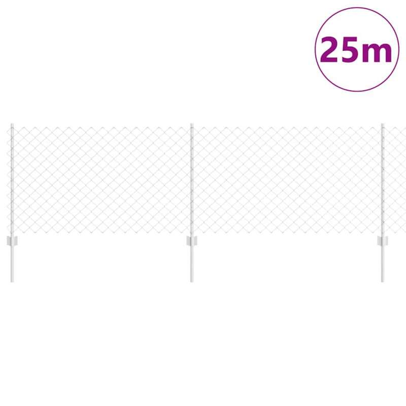 Ogrodzenie z słupkiem Srebrny 0,8 x 25 m Stal