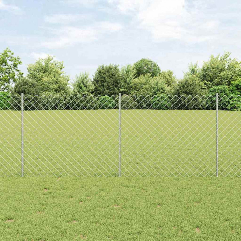 Ogrodzenie z słupkiem Srebrny 1 x 25 m Stal