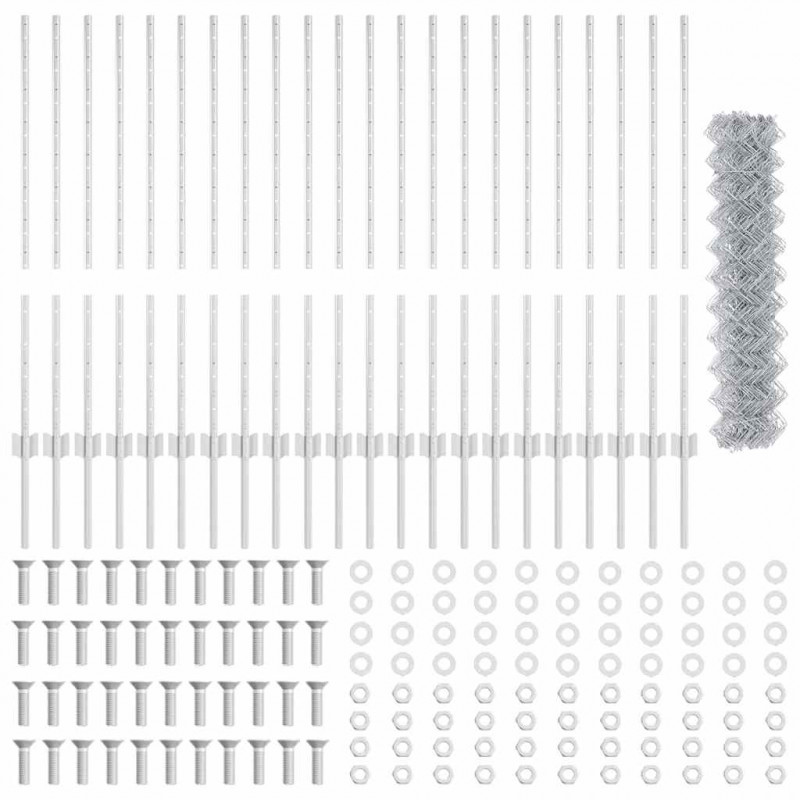 Ogrodzenie z słupkiem Srebrny 1 x 25 m Stal