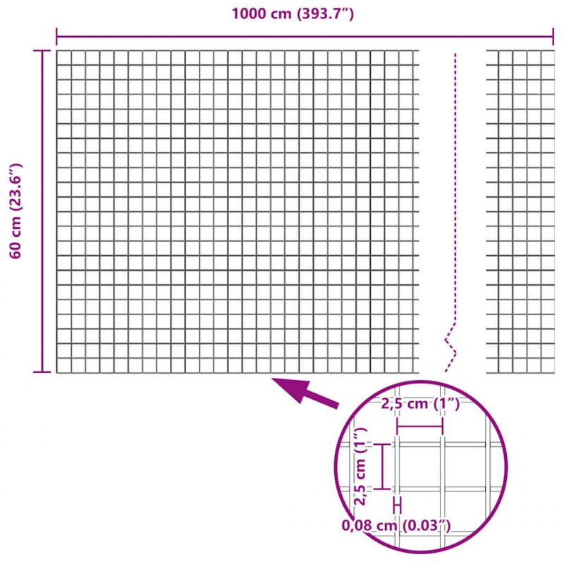 Ogrodzenie z słupkiem Srebrny 0,6 x 10 m Stal
