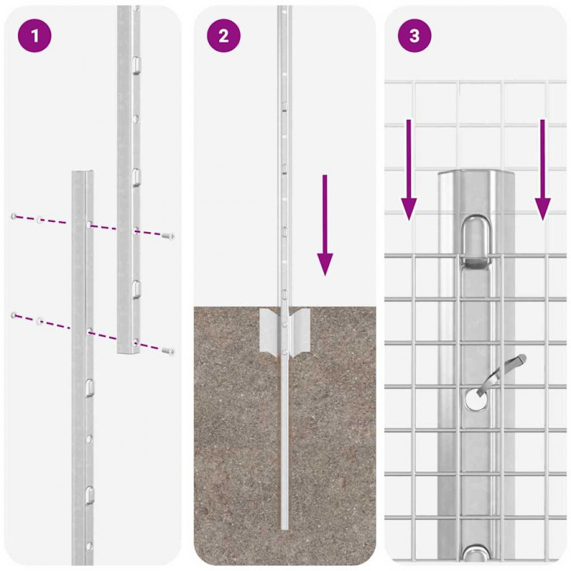 Ogrodzenie z słupkiem Srebrny 1 x 10 m Stal