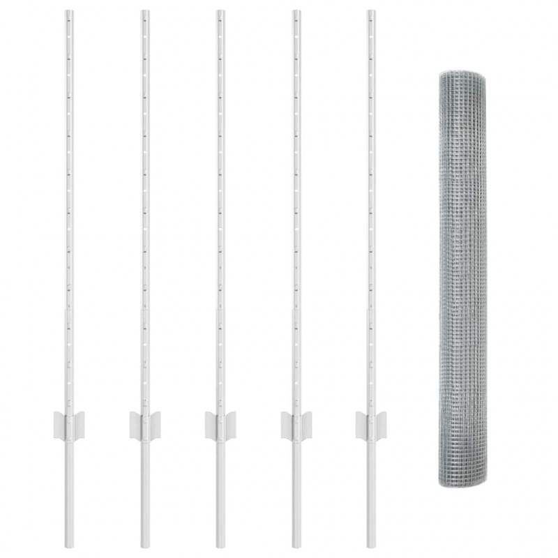 Ogrodzenie z słupkiem Srebrny 1 x 10 m Stal