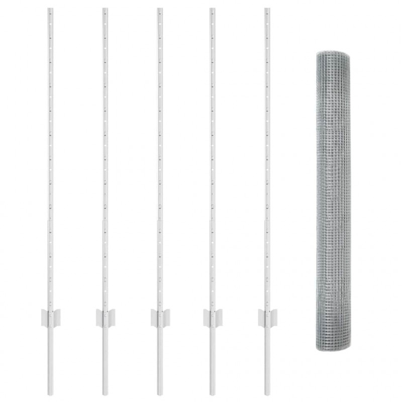 Ogrodzenie z słupkiem Srebrny 1,2 x 10 m Stal