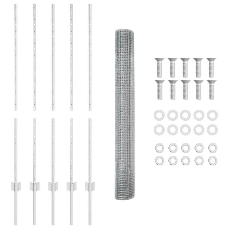 Ogrodzenie z słupkiem Srebrny 1,2 x 10 m Stal