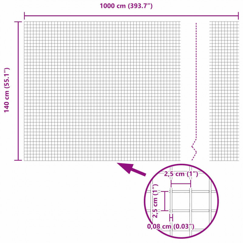 Ogrodzenie z słupkiem Srebrny 1,4 x 10 m Stal