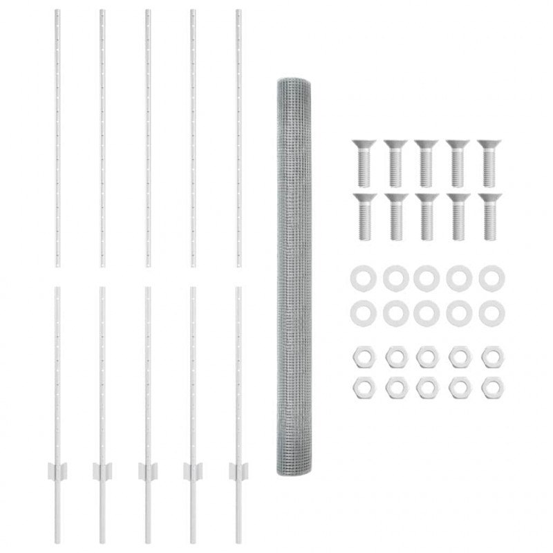 Ogrodzenie z słupkiem Srebrny 1,5 x 10 m Stal