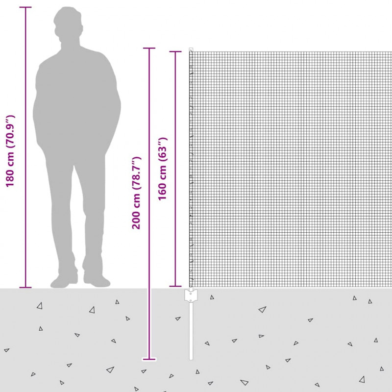 Ogrodzenie z słupkiem Srebrny 1,6 x 10 m Stal