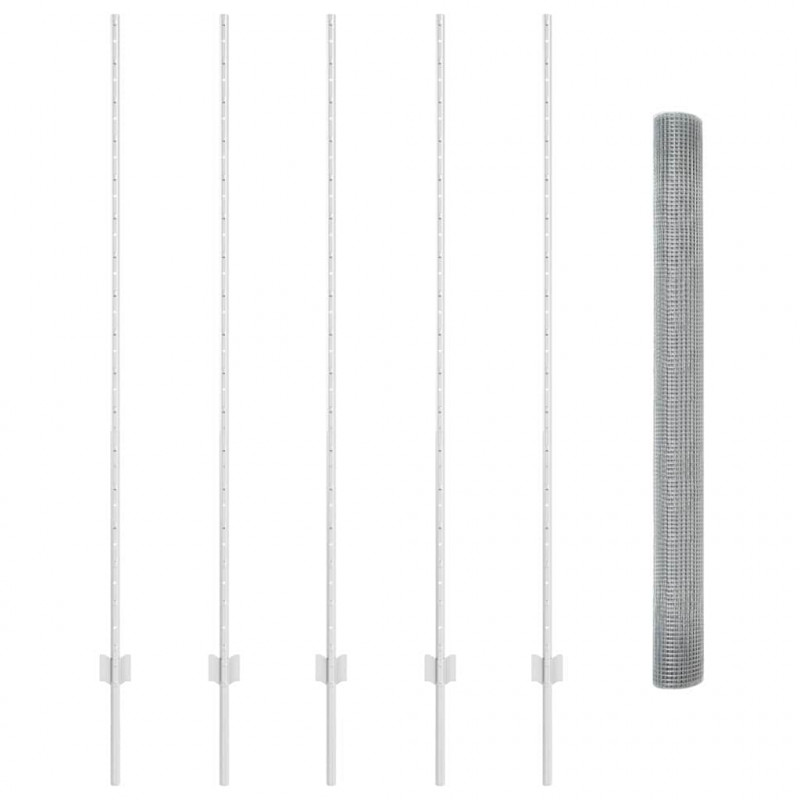 Ogrodzenie z słupkiem Srebrny 1,6 x 10 m Stal