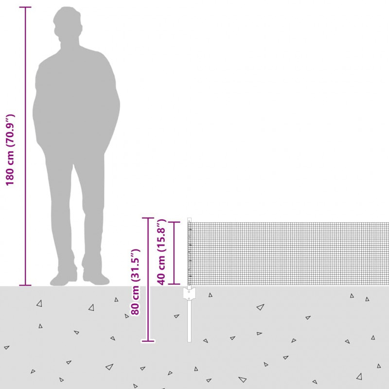 Ogrodzenie z słupkiem Srebrny 0,4 x 25 m Stal