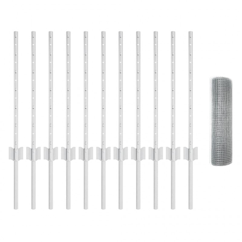 Ogrodzenie z słupkiem Srebrny 0,6 x 25 m Stal