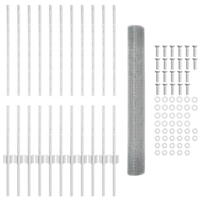 Ogrodzenie z słupkiem Srebrny 1 x 25 m Stal