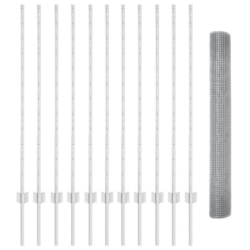 Ogrodzenie z słupkiem Srebrny 1,2 x 25 m Stal