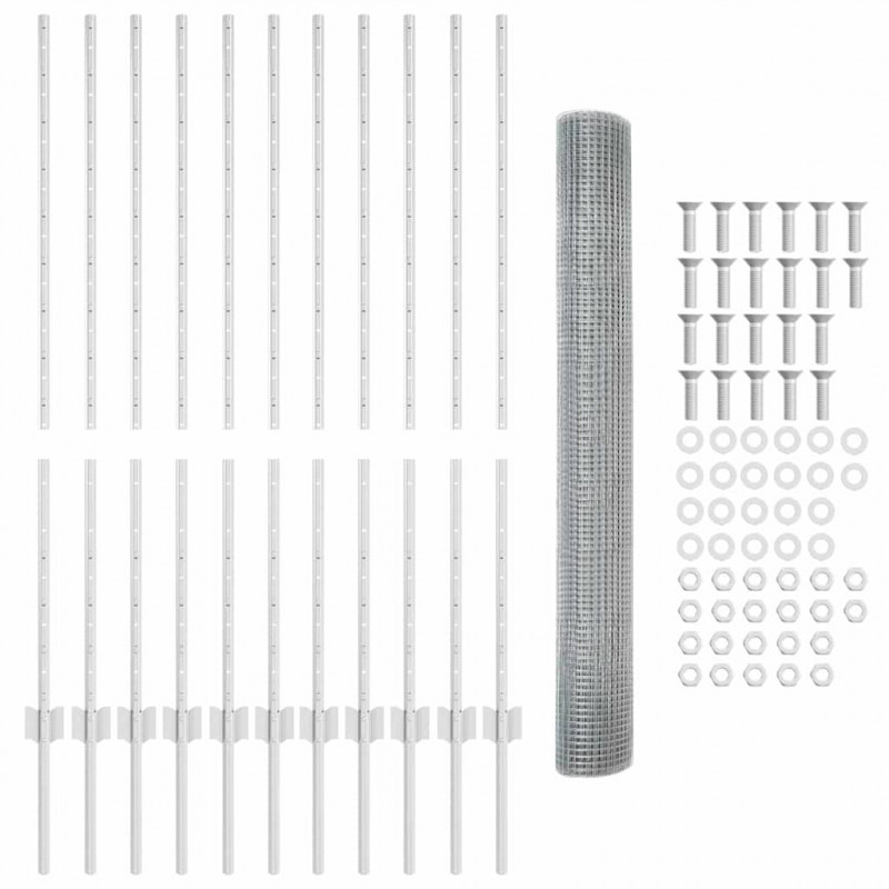 Ogrodzenie z słupkiem Srebrny 1,2 x 25 m Stal