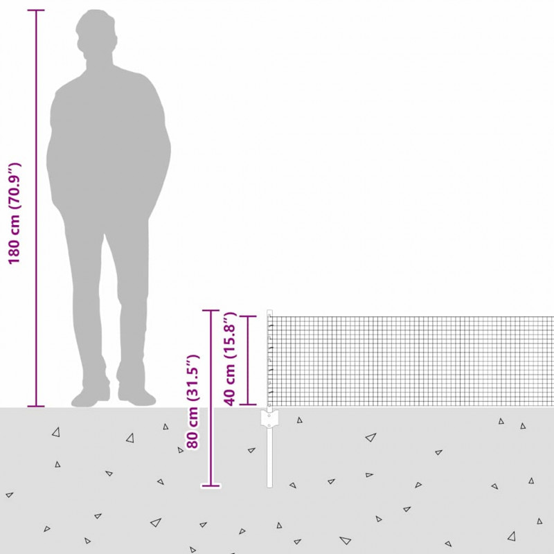 Ogrodzenie z słupkiem Srebrny 0,4 x 50 m Stal