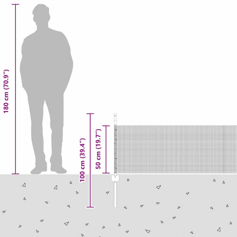 Ogrodzenie z słupkiem Srebrny 0,5 x 50 m Stal