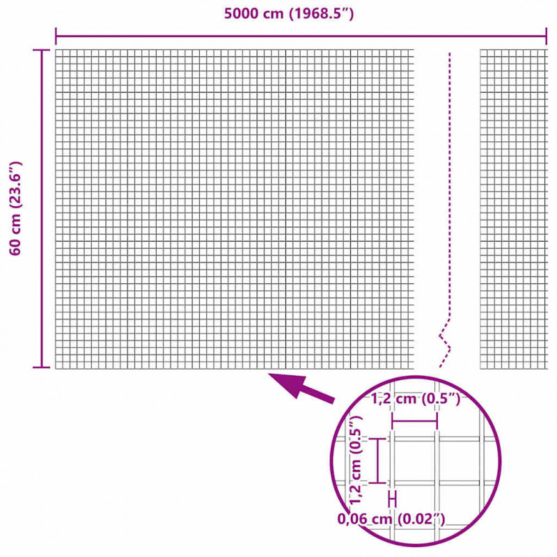 Ogrodzenie z słupkiem Srebrny 0,6 x 50 m Stal