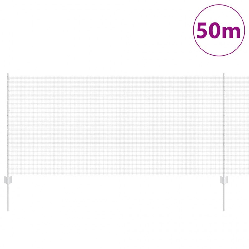 Ogrodzenie z słupkiem Srebrny 1 x 50 m Stal