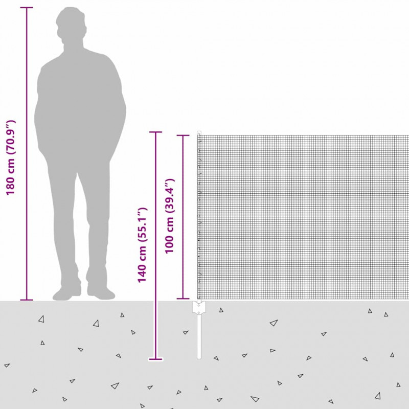 Ogrodzenie z słupkiem Srebrny 1 x 50 m Stal