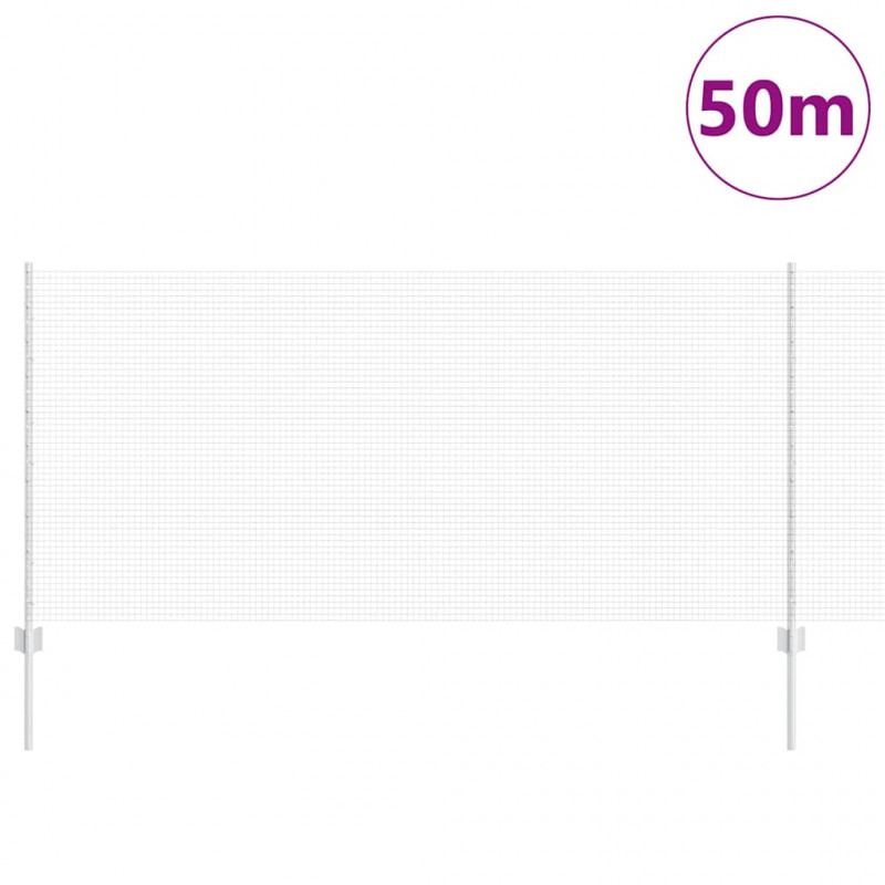 Ogrodzenie z słupkiem Srebrny 1 x 50 m Stal