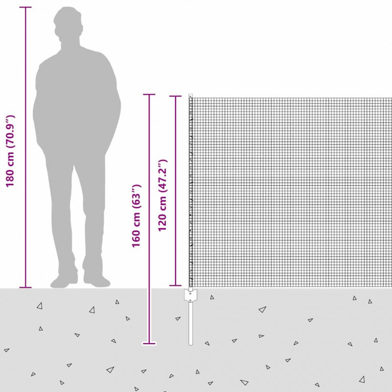 Ogrodzenie z słupkiem Srebrny 1,2 x 50 m Stal