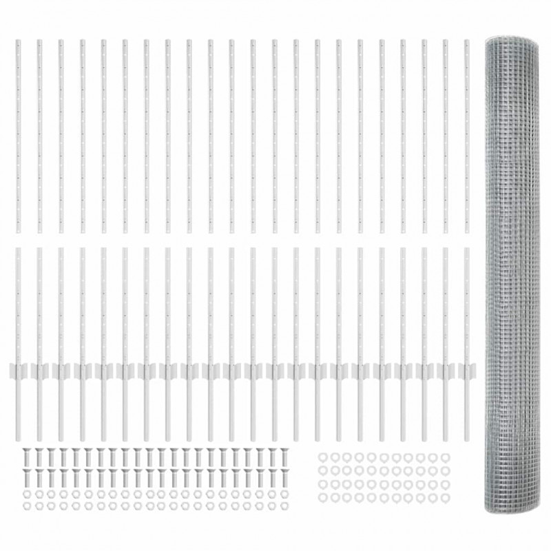 Ogrodzenie z słupkiem Srebrny 1,2 x 50 m Stal