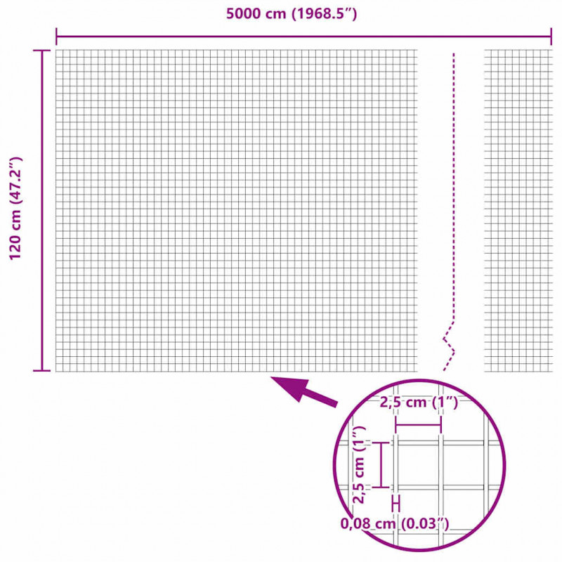 Ogrodzenie z słupkiem Srebrny 1,2 x 50 m Stal