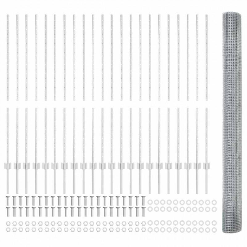 Ogrodzenie z słupkiem Srebrny 1,4 x 50 m Stal
