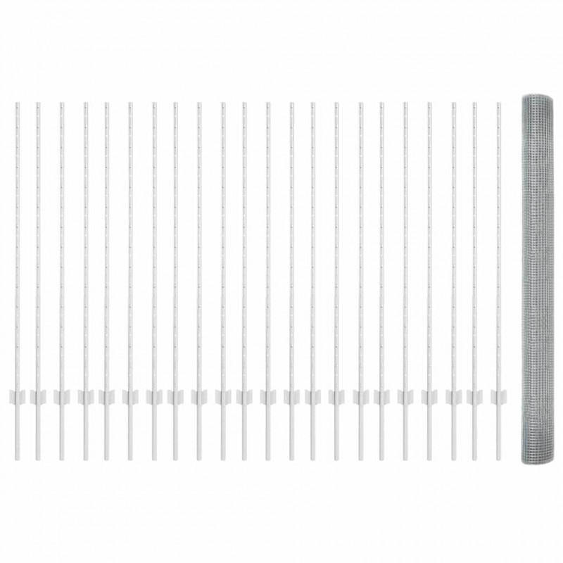 Ogrodzenie z słupkiem Srebrny 1,4 x 50 m Stal
