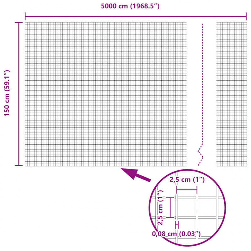 Ogrodzenie z słupkiem Srebrny 1,5 x 50 m Stal