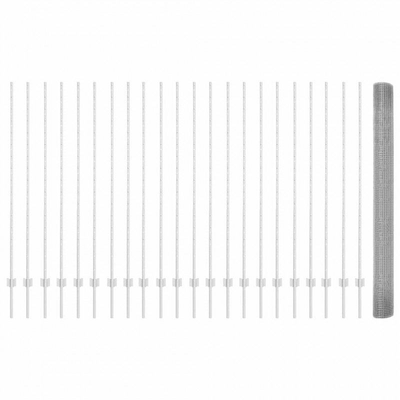 Ogrodzenie z słupkiem Srebrny 1,6 x 50 m Stal
