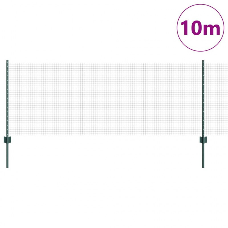 Ogrodzenie z słupkiem Zielony 0,8 x 10 m Stal i PVC