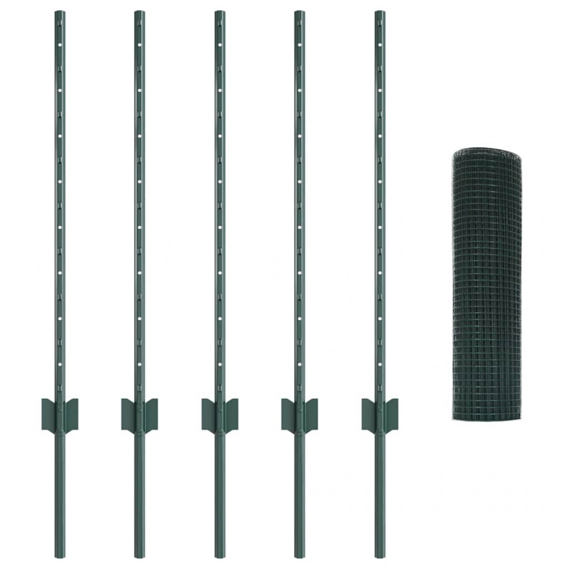 Ogrodzenie z słupkiem Zielony 0,8 x 10 m Stal i PVC