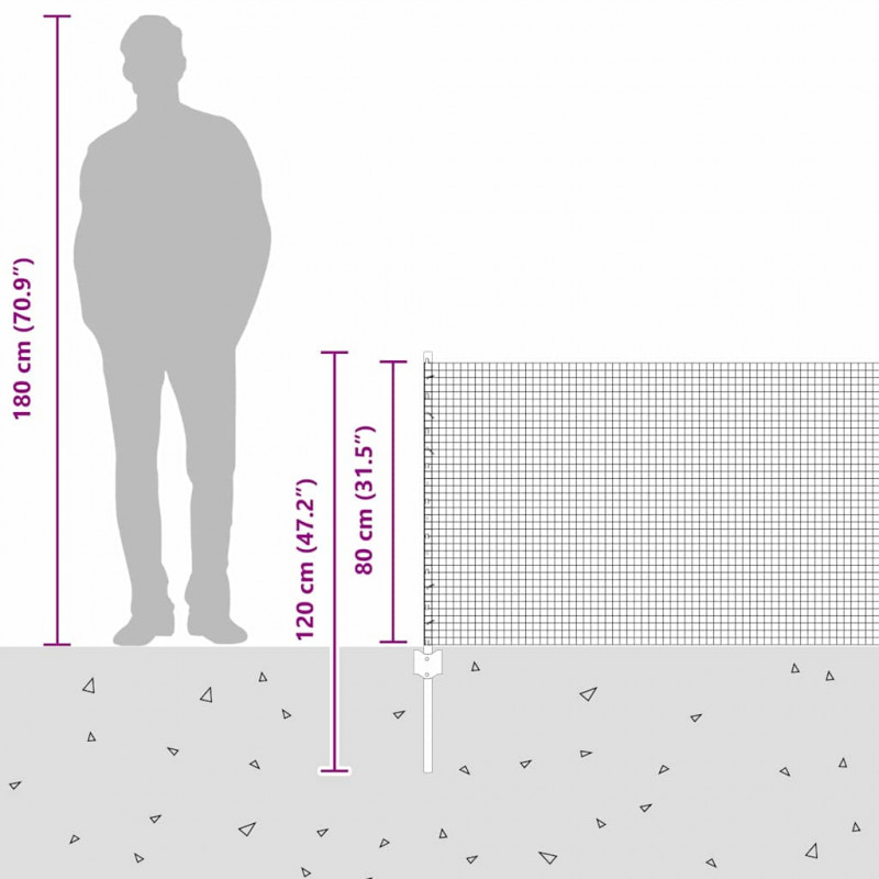 Ogrodzenie z słupkiem Zielony 0,8 x 10 m Stal i PVC