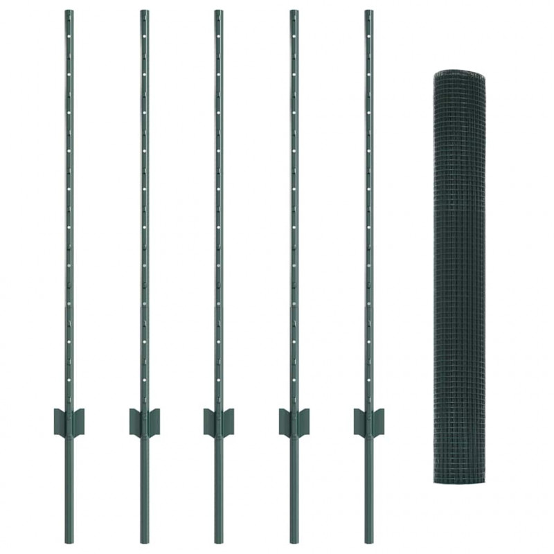 Ogrodzenie z słupkiem Zielony 1 x 10 m Stal