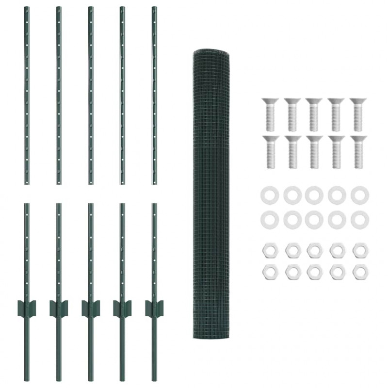 Ogrodzenie z słupkiem Zielony 1 x 10 m Stal