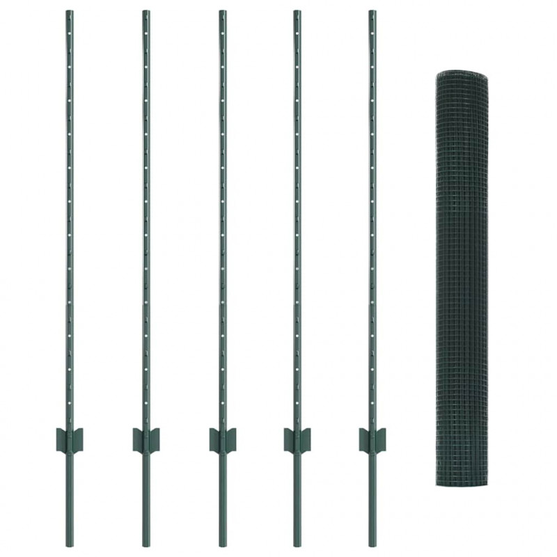 Ogrodzenie z słupkiem Zielony 1,2 x 10 m Stal i PVC