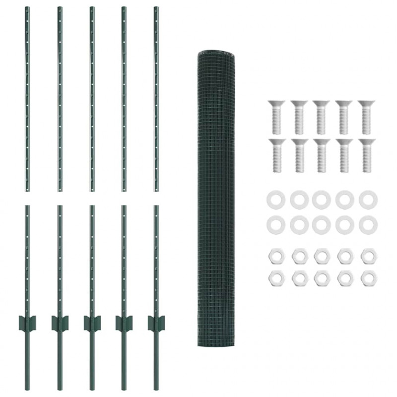 Ogrodzenie z słupkiem Zielony 1,2 x 10 m Stal i PVC