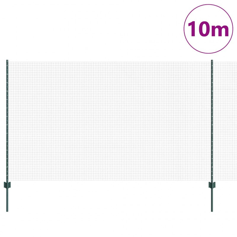 Ogrodzenie z słupkiem Zielony 1,4 x 10 m Stal i PVC