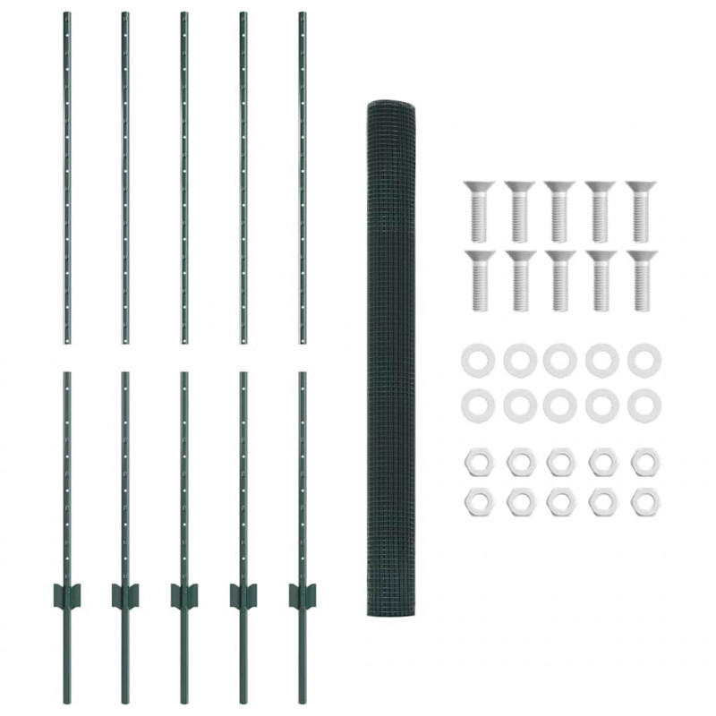 Ogrodzenie z słupkiem Zielony 1,4 x 10 m Stal i PVC