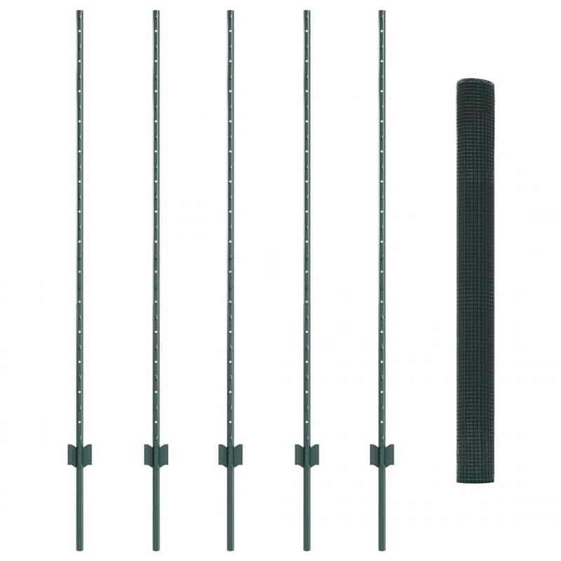 Ogrodzenie z słupkiem Zielony 1,4 x 10 m Stal i PVC