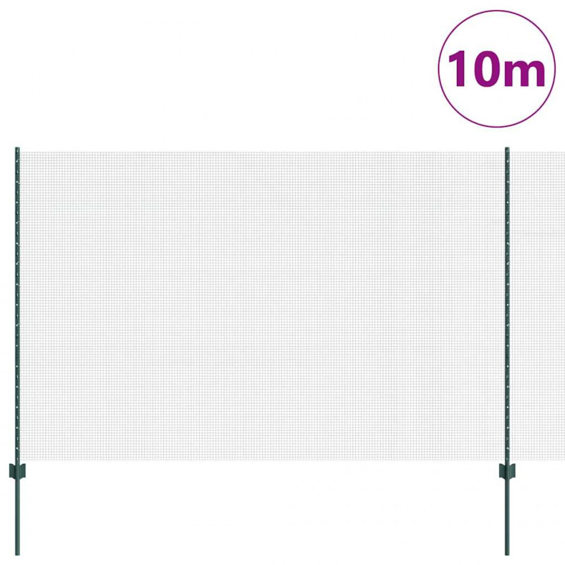 Ogrodzenie z słupkiem Zielony 1,6 x 10 m Stal i PVC