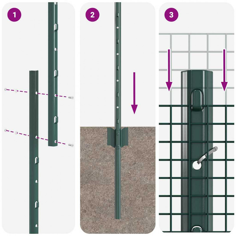 Ogrodzenie z słupkiem Zielony 1,6 x 10 m Stal i PVC