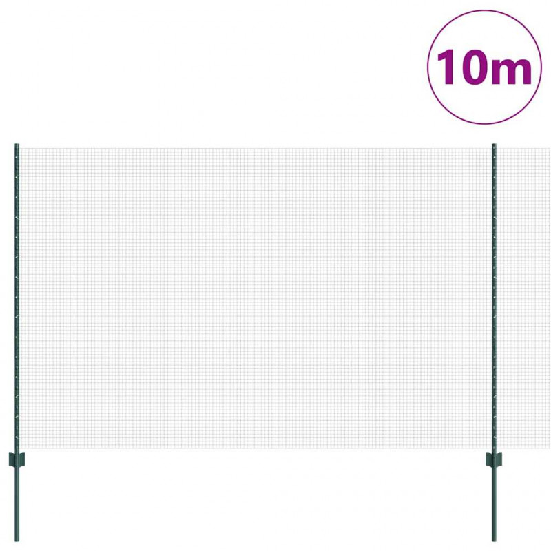 Ogrodzenie z słupkiem Zielony 1,6 x 10 m Stal i PVC